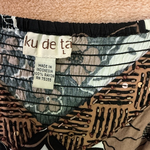 Kudetal. Floral Black and Brown Women's Dress - Picture 6 of 9